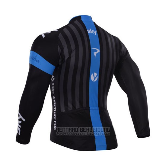 2015 Fahrradbekleidung Sky Azurblau und Shwarz Trikot Langarm und Tragerhose